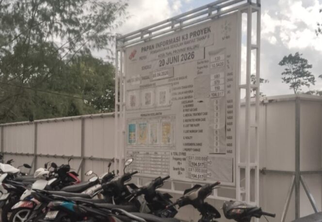 
Papan Informasi K3 Proyek Kota Tual Provinsi Maluku (Foto/Istimewa) 